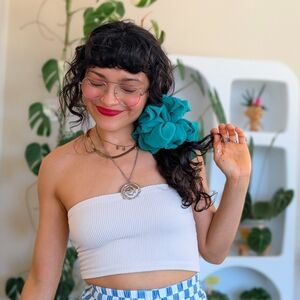 Free People teal chiffon jumbo scrunchie